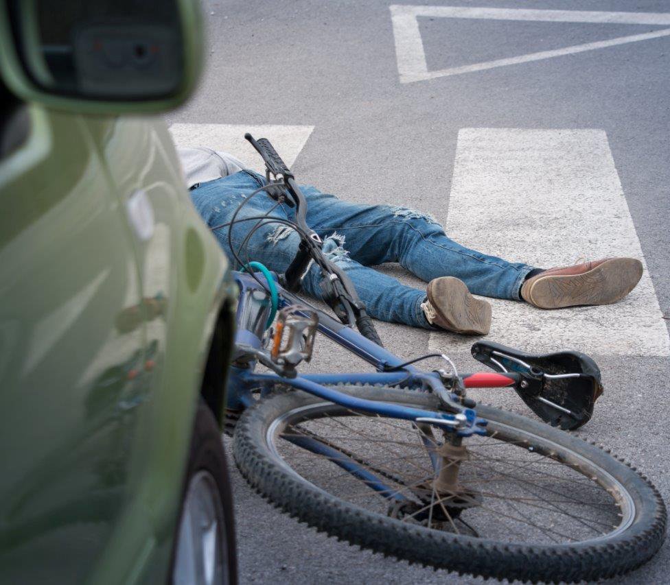 Bike hit by car