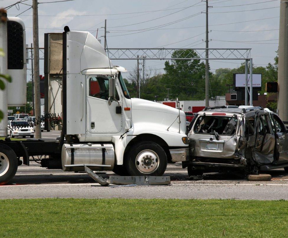 Car hit by truck