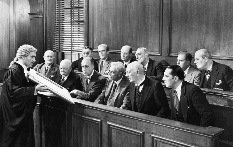Jury looking at evidence