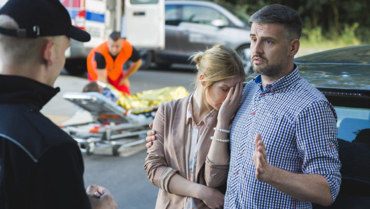 Man and woman with police