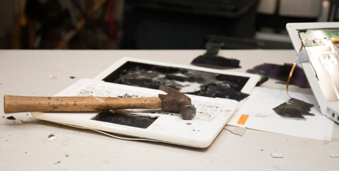 Hammer and smashed Computer