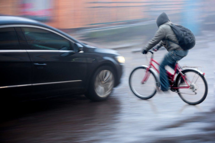 Bike hit by car