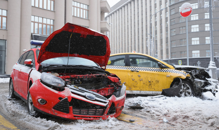 Accident on snowy street