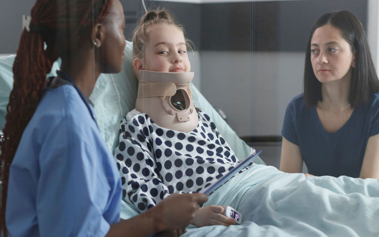 Girl with neckbrace