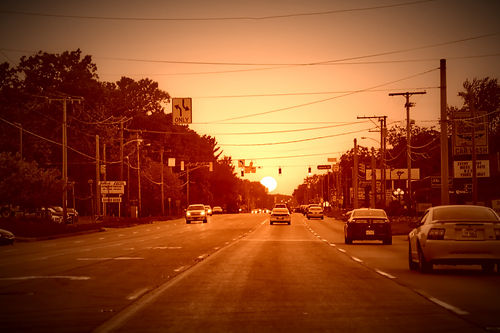 US 30 in Schererville at Sunset