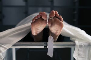 Interior of a hospital morgue, where deceased individuals are respectfully placed after passing away.