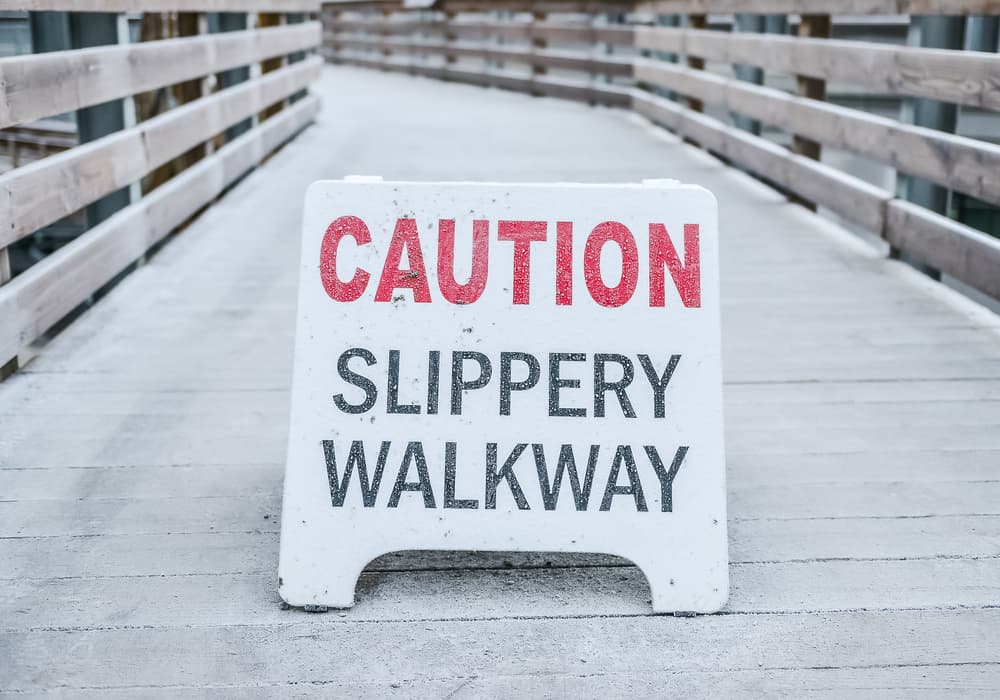 Slip and fall on slippery walkway