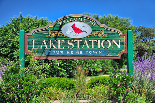 Lake Station Welcome Sign