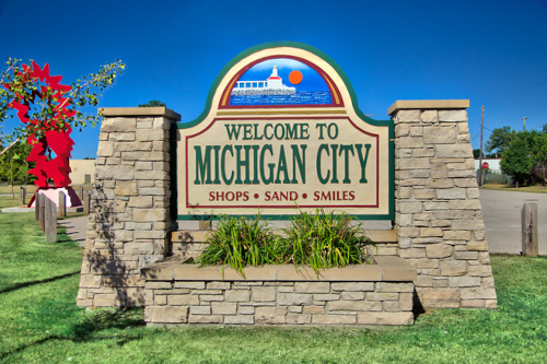 Michigan City, Indiana Welcome Sign